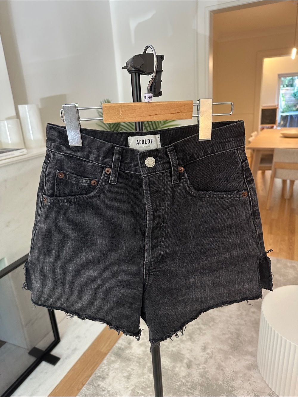 Agolde Black High-Rise Cutoff Jean Shorts